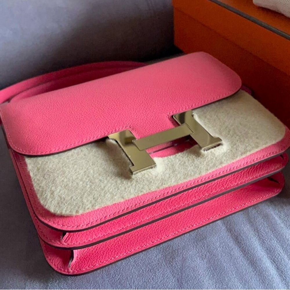 Brand New Hermes Constance III Mini Veau Rose Azalée with Palladium Hardware